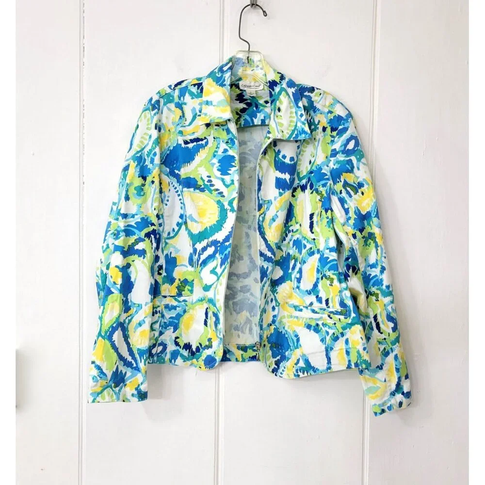 Coldwater Creek Watercolor Print Short Cotton Jacket - Picture 2 of 6